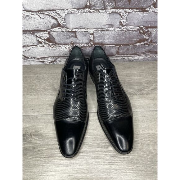 F. Crunell Vero Cuoio Black Leather Cap Toe Designer Dress Shoes Men 42EU/9M US - Picture 2 of 16